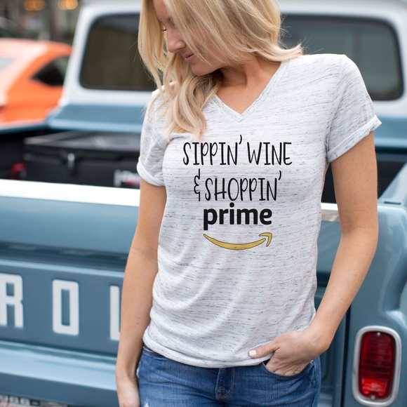 Bella Canvas Tops - NWT Wine Shopping Prime Women's Graphic Tee Shirt
